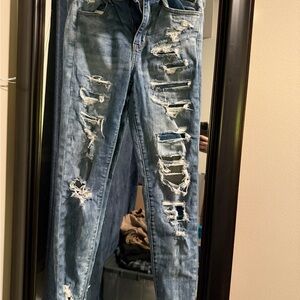 American Eagle Outfitters Ripped Blue Skinny Jeans